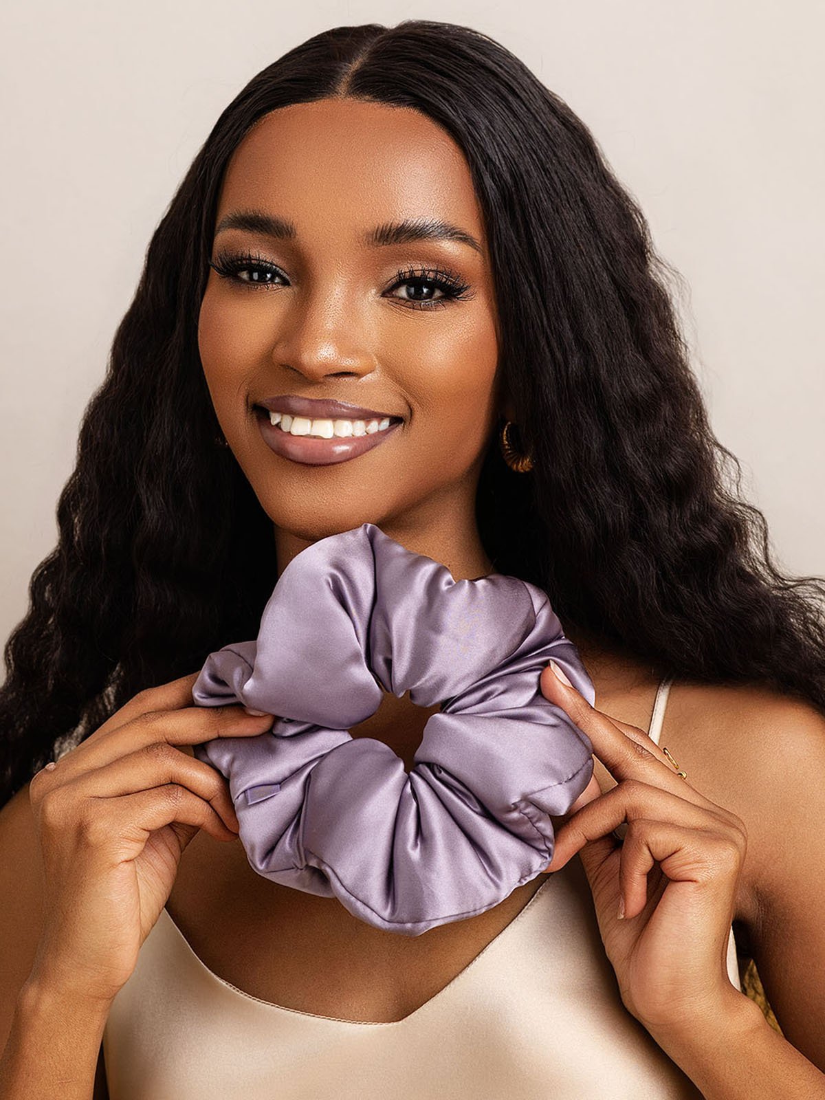 [Deep Purple] SilkSilky  Pure Silk Scrunchie 004