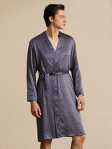 [Navy Ginkgo] SilkSilky Long Sleeve Mens Robe 001