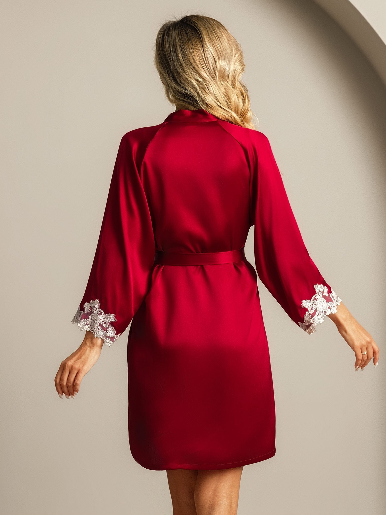 [Wine] SilkSilky  Pure Silk Wrap Women's Robe 002,