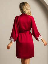 [Wine] SilkSilky  3/4 Sleeve Women's Robe 002