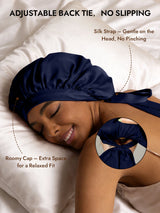 [Dark Blue] SilkSilky  Pure Silk Sleep Cap 004