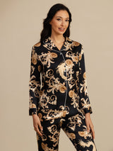 [Black Dragon] SilkSilky  Long Sleeve Notch Collar Women's Pajamas 004