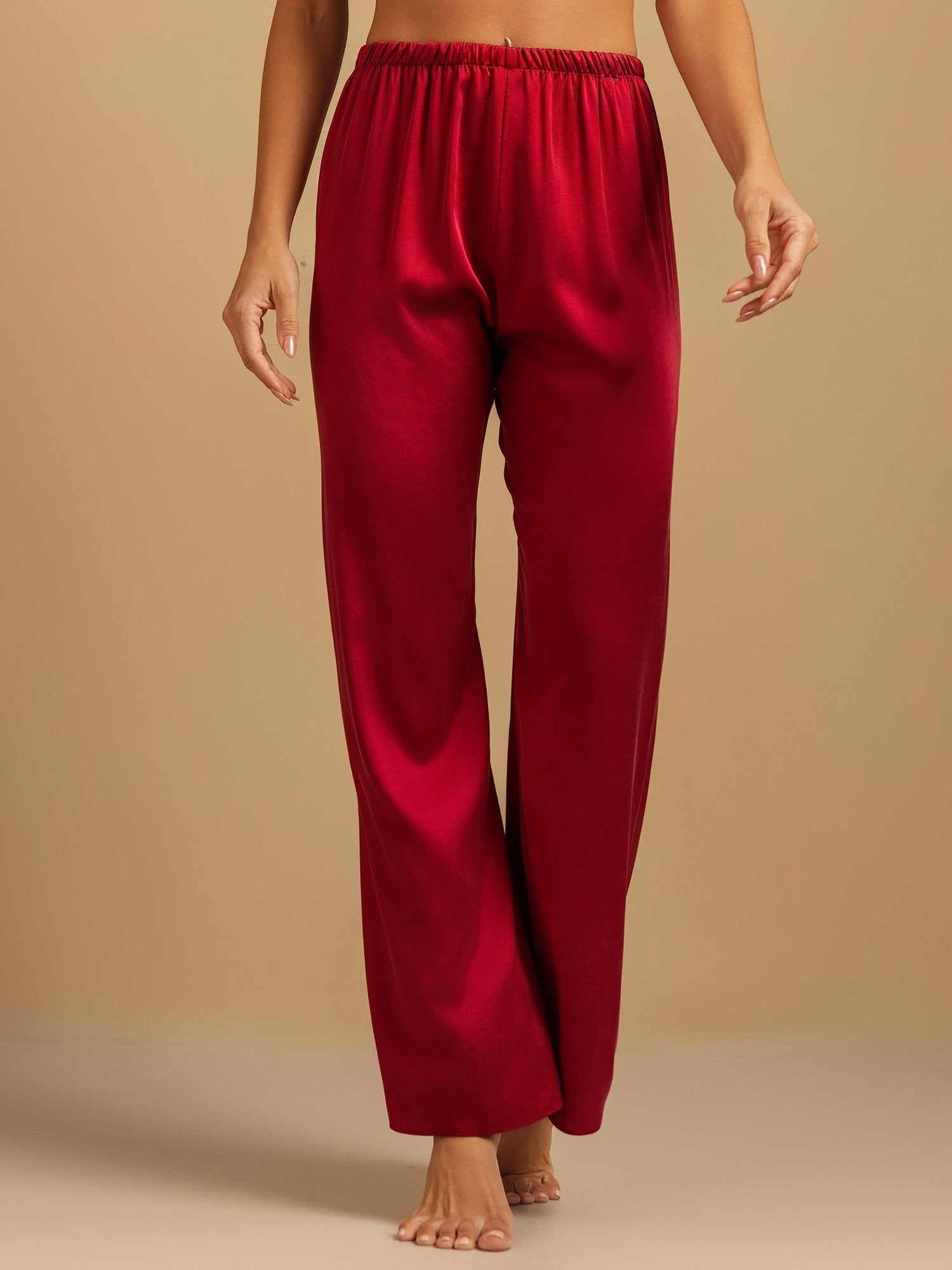 [Wine] SilkSilky  19Momme Silk Womens Sleep Bottoms 004,