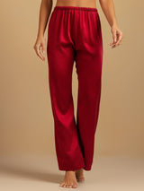 [Wine] SilkSilky  19Momme Machine-Washable Silk Women's Sleep Pants 004