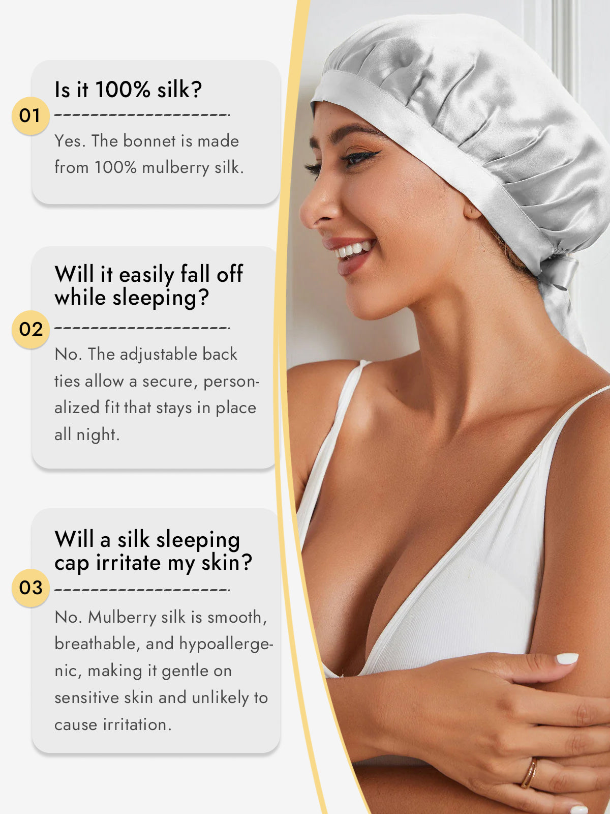 [Silver] SilkSilky  Pure Silk Sleep Cap 005