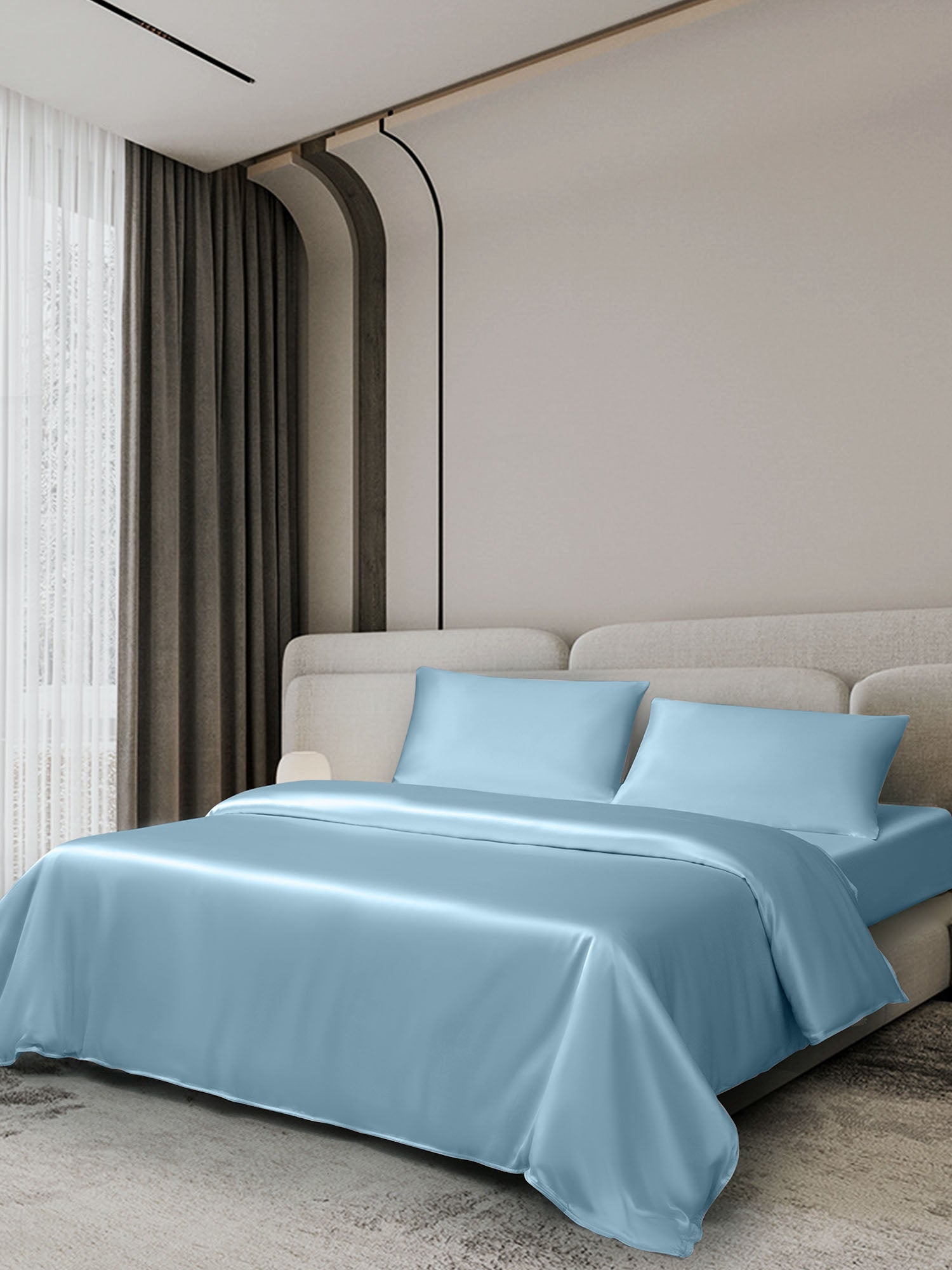[Light Blue] SilkSilky  19Momme Bedding Set 001