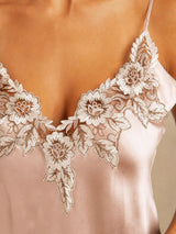 [Pink] SilkSilky  Spaghetti Strap V Neck Nightgown 004