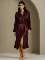[Brown] SilkSilky  Long Sleeve Women's Robe 003