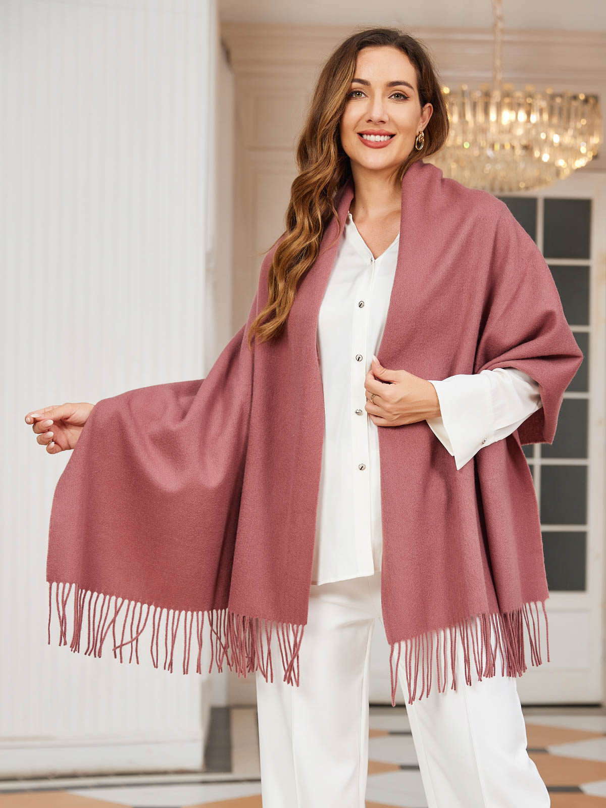[Pale Mauve] SilkSilky  Wool Scarf 001