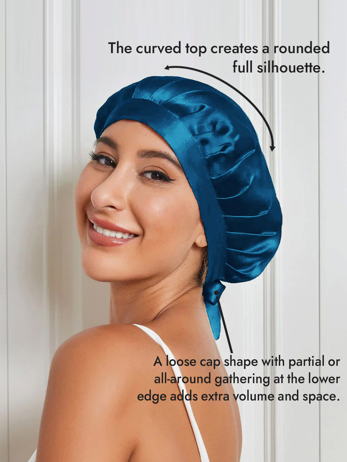 [Teal] SilkSilky  Pure Silk Sleep Cap 003
