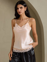 [Pink] SilkSilky  Spaghetti Strap V Neck Camisole Top 003