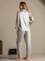[Silver] SilkSilky  Long Sleeve Notch Collar Women's Pajamas 002