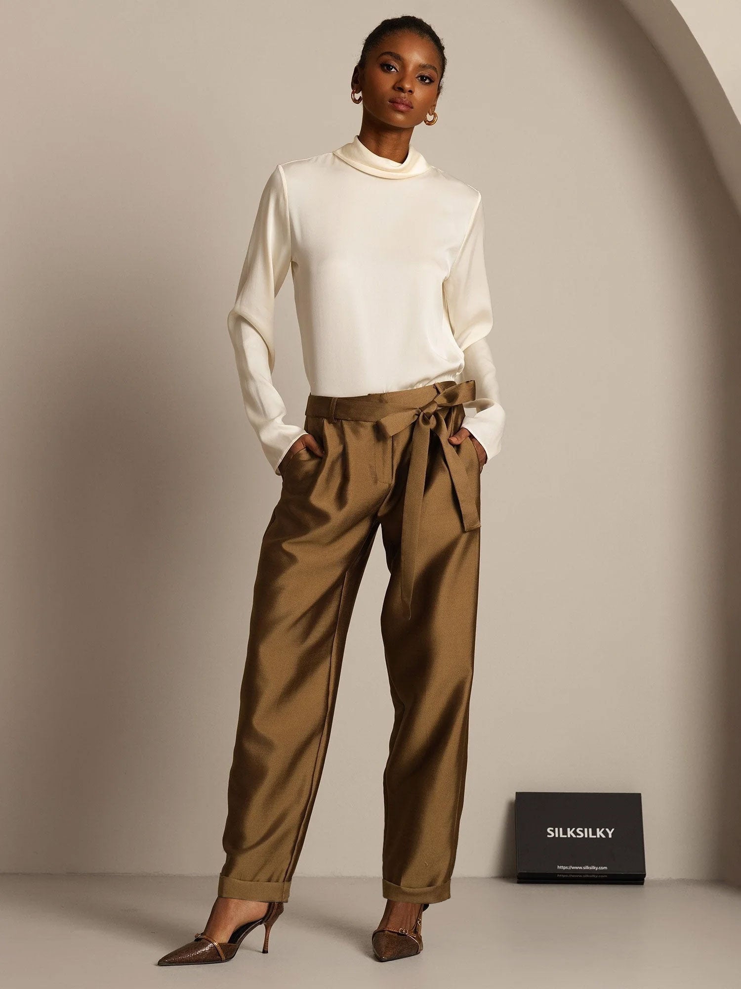 [Bronze] SilkSilky  32Momme Silk Womens Pants 003,