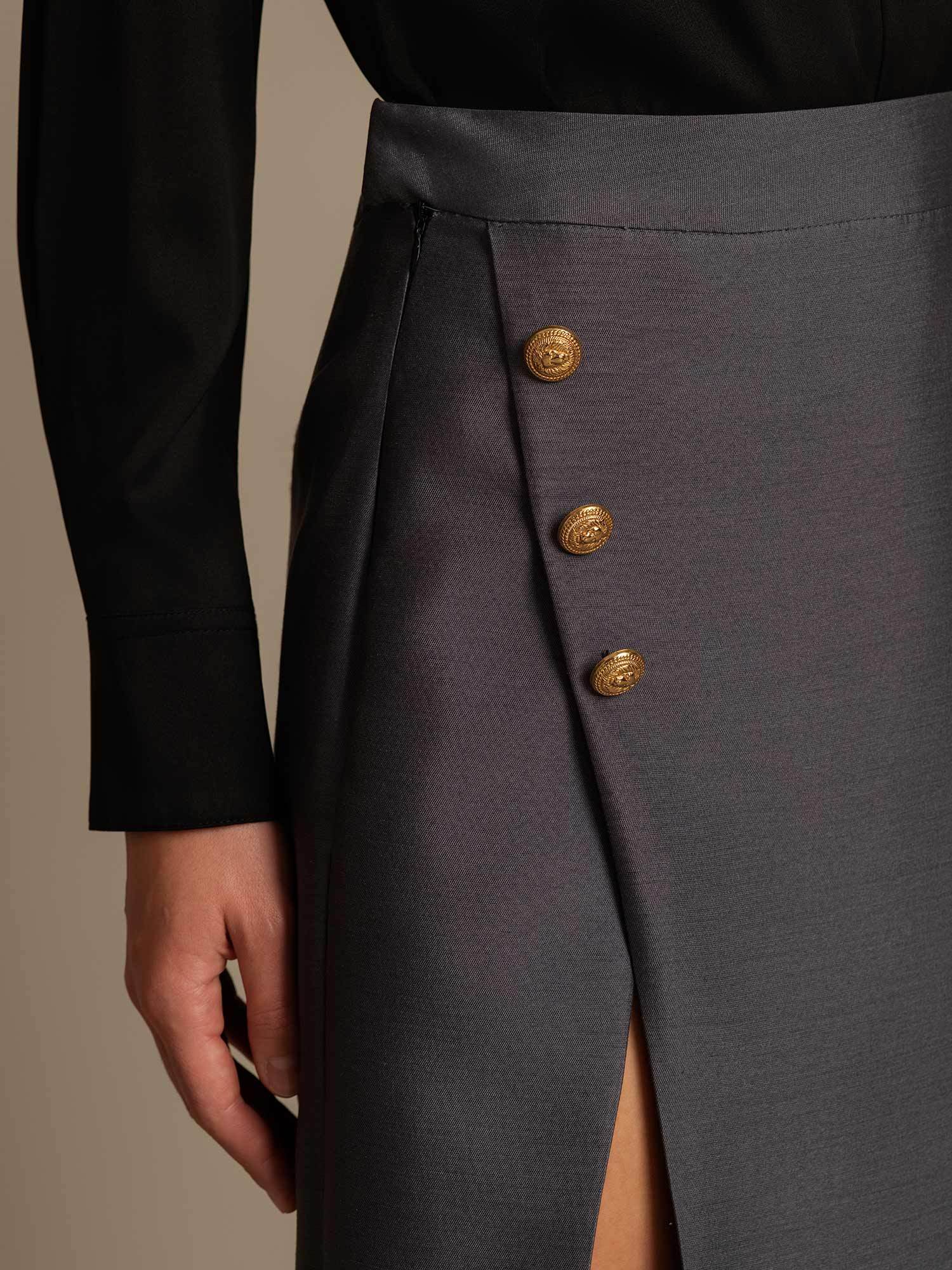 [Gray] SilkSilky  32Momme Silk Split Skirt 004,