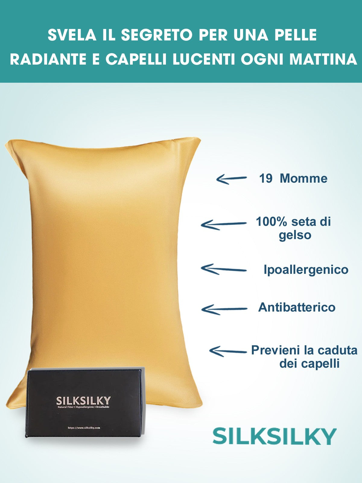 [Champagne] SilkSilky  19Momme Pure Silk Pillowcase 003