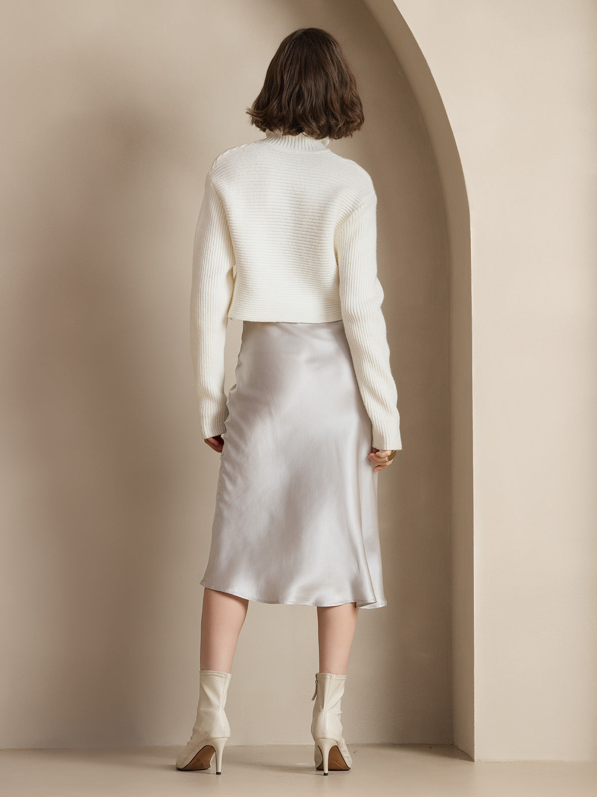 [Light Gray] SilkSilky  19Momme Pure Silk Skirt 002