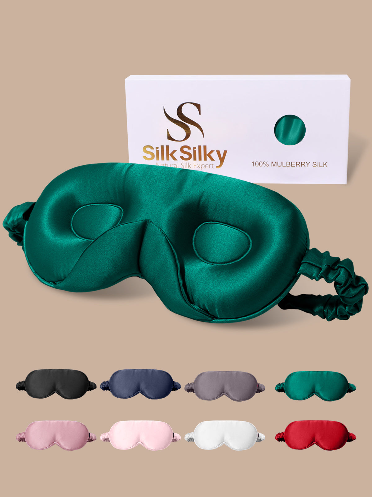 [Dark Green] SilkSilky  Pure Silk Eye Mask 001