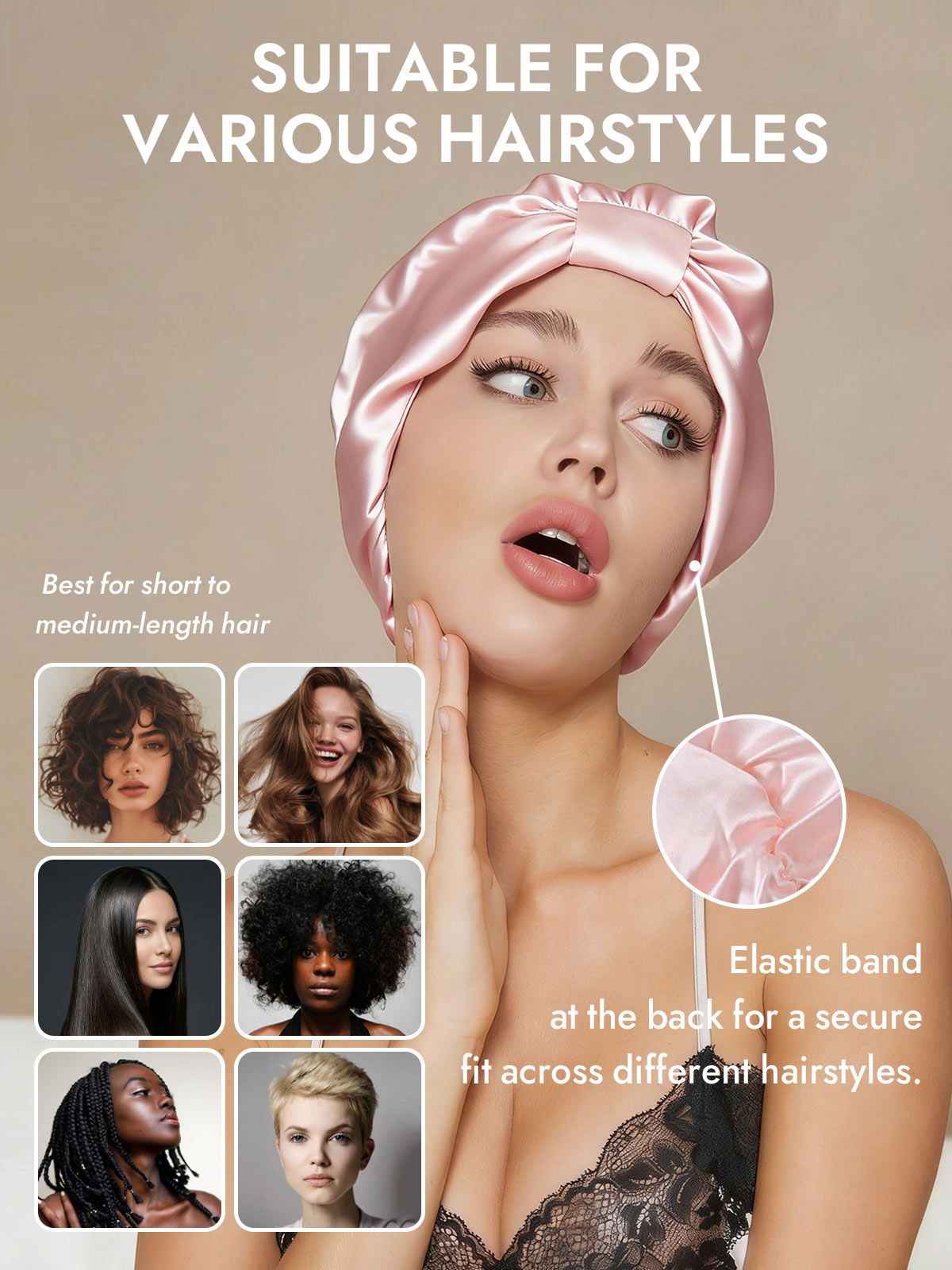 [Pink] SilkSilky  Sleep Cap 005