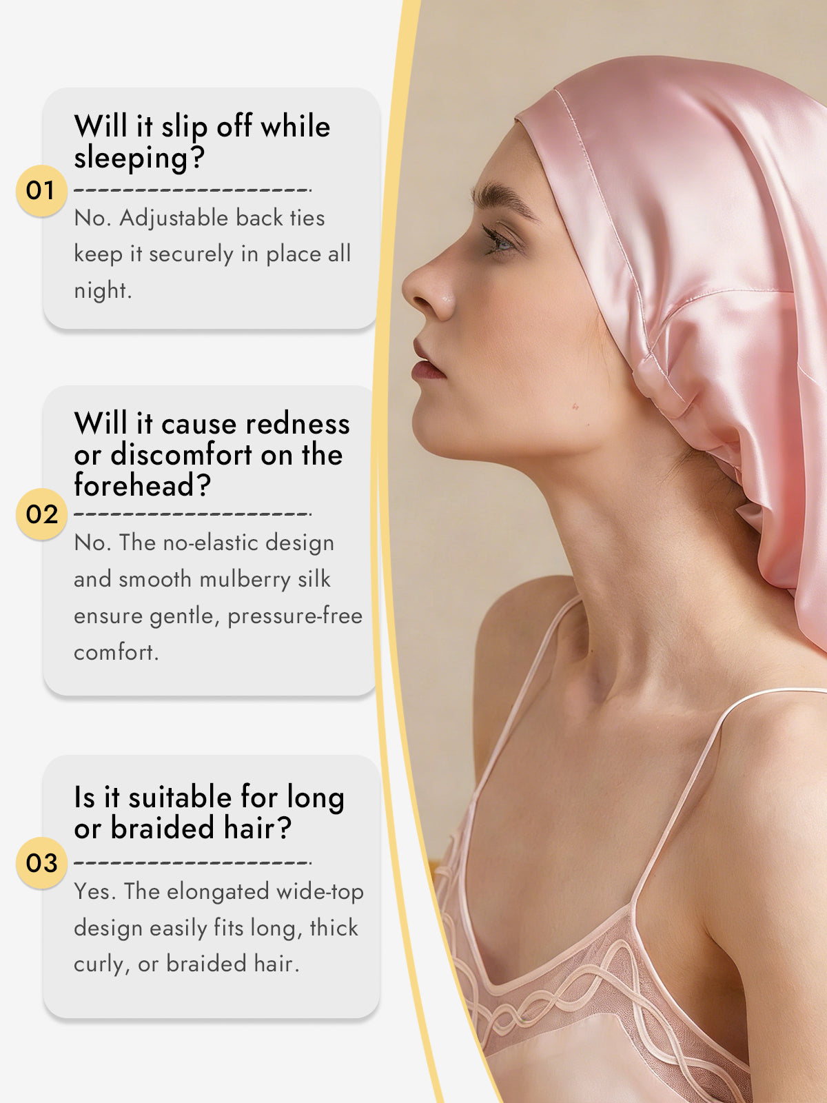 [Light Pink] SilkSilky  Pure Silk Sleep Cap 008