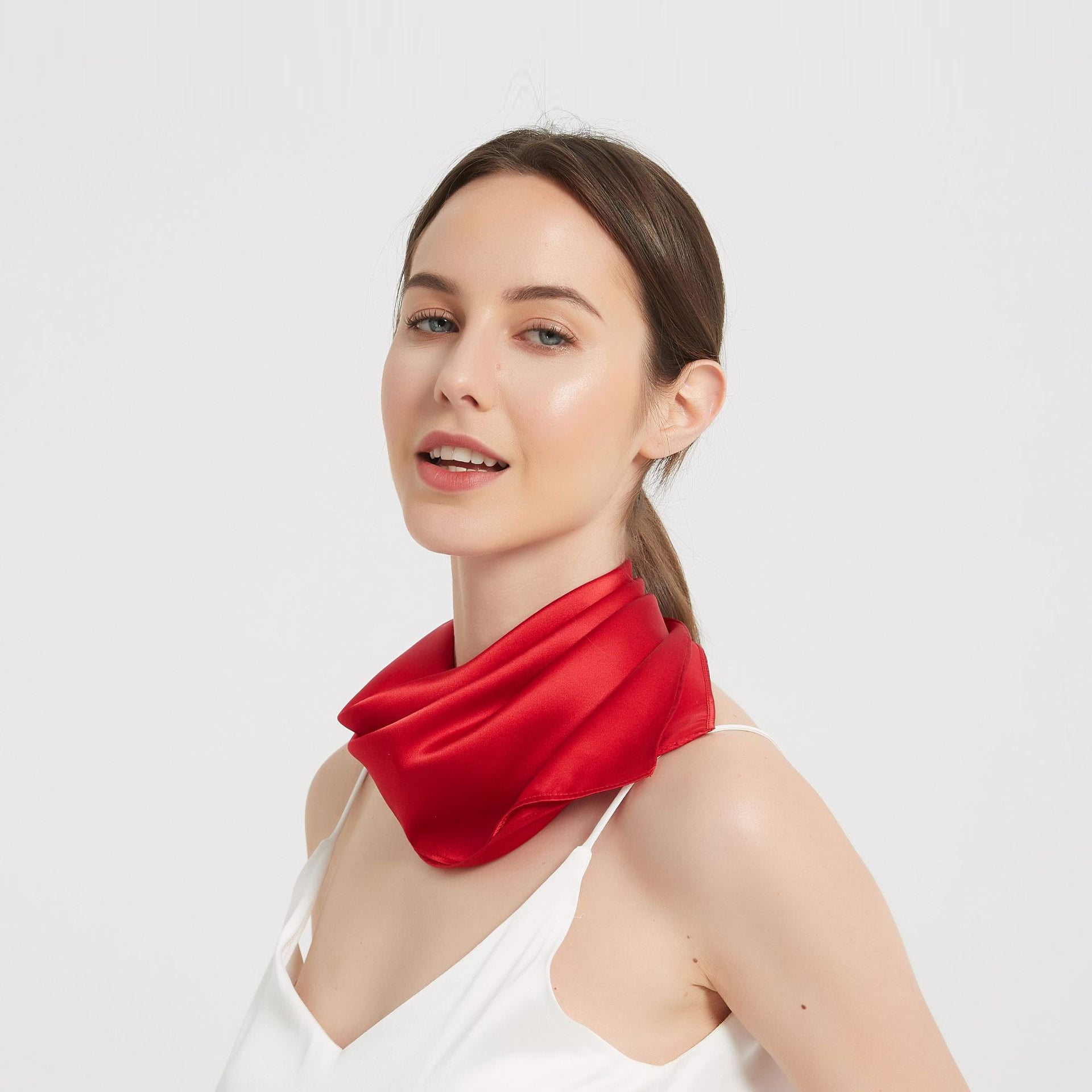 SilkSilky US Pure Silk Scarf Red 003