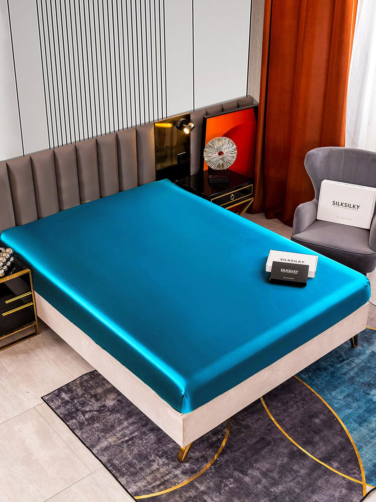 [Teal] SilkSilky  22Momme Pure Silk Sheet 002