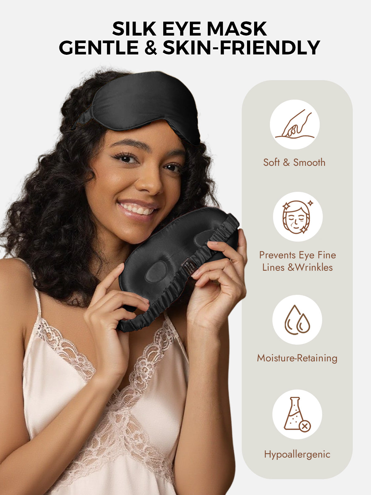 [Black] SilkSilky  Pure Silk Eye Mask 003