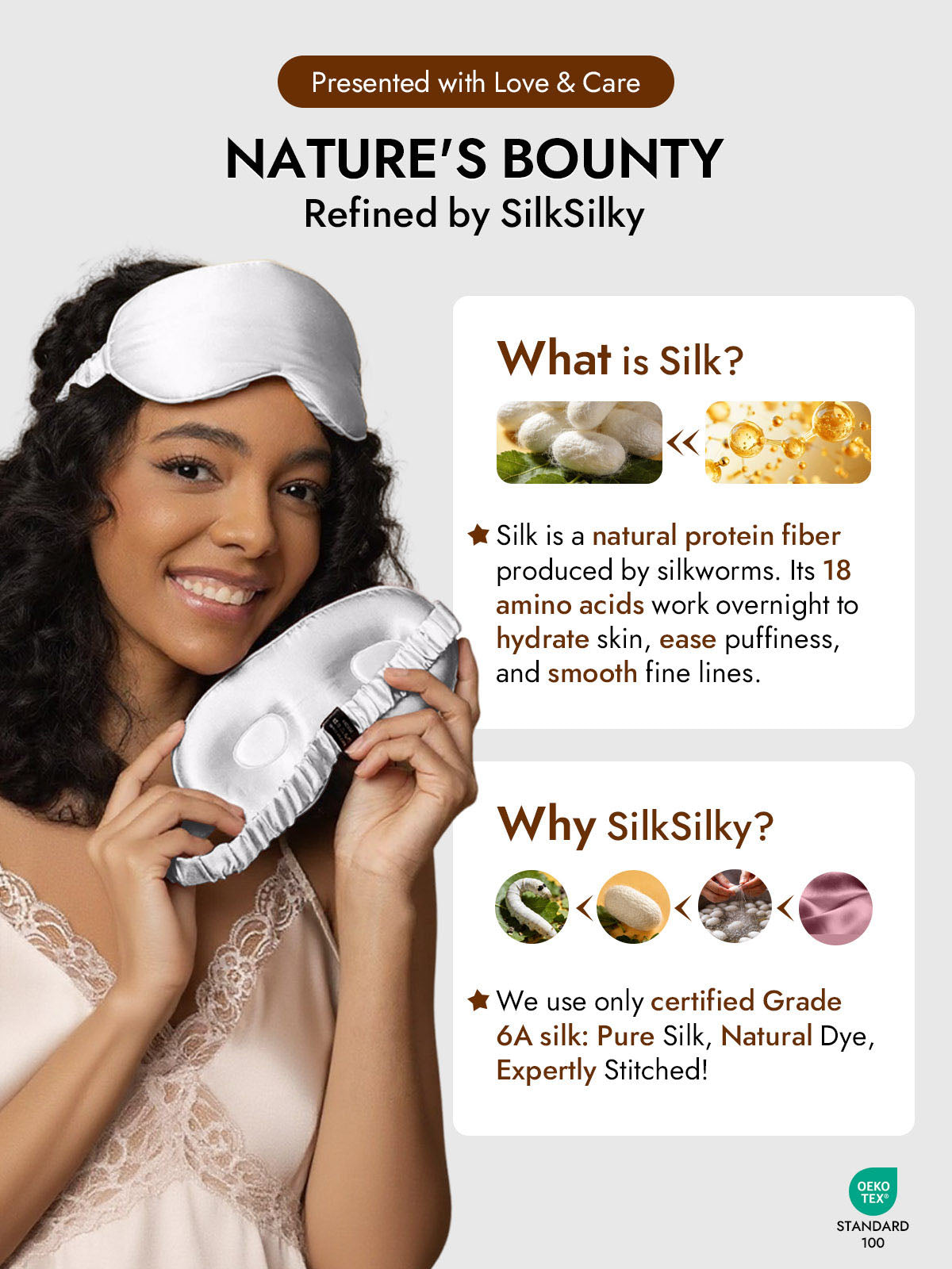 [Light Gray] SilkSilky  Pure Silk Eye Mask 006