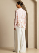 [Pink] SilkSilky  19Momme Long Sleeve Lapel Collar Women's Shirt 006