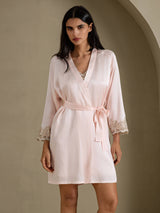 [Pink] SilkSilky  3/4 Sleeve Women's Robe 007