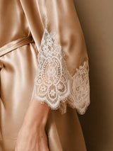 [Champagne] SilkSilky  3/4 Sleeve V Neck Nightgown&Robe Set 010