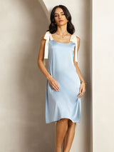 [Grayish Blue] SilkSilky  Sleeveless Square Neck Dress 001
