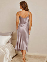 [Shadow Gray] SilkSilky  Spaghetti Strap V Neck Dress 002