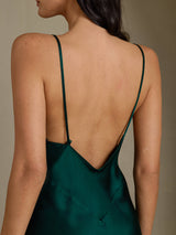 [Green] SilkSilky  Spaghetti Strap V Neck Dress 006