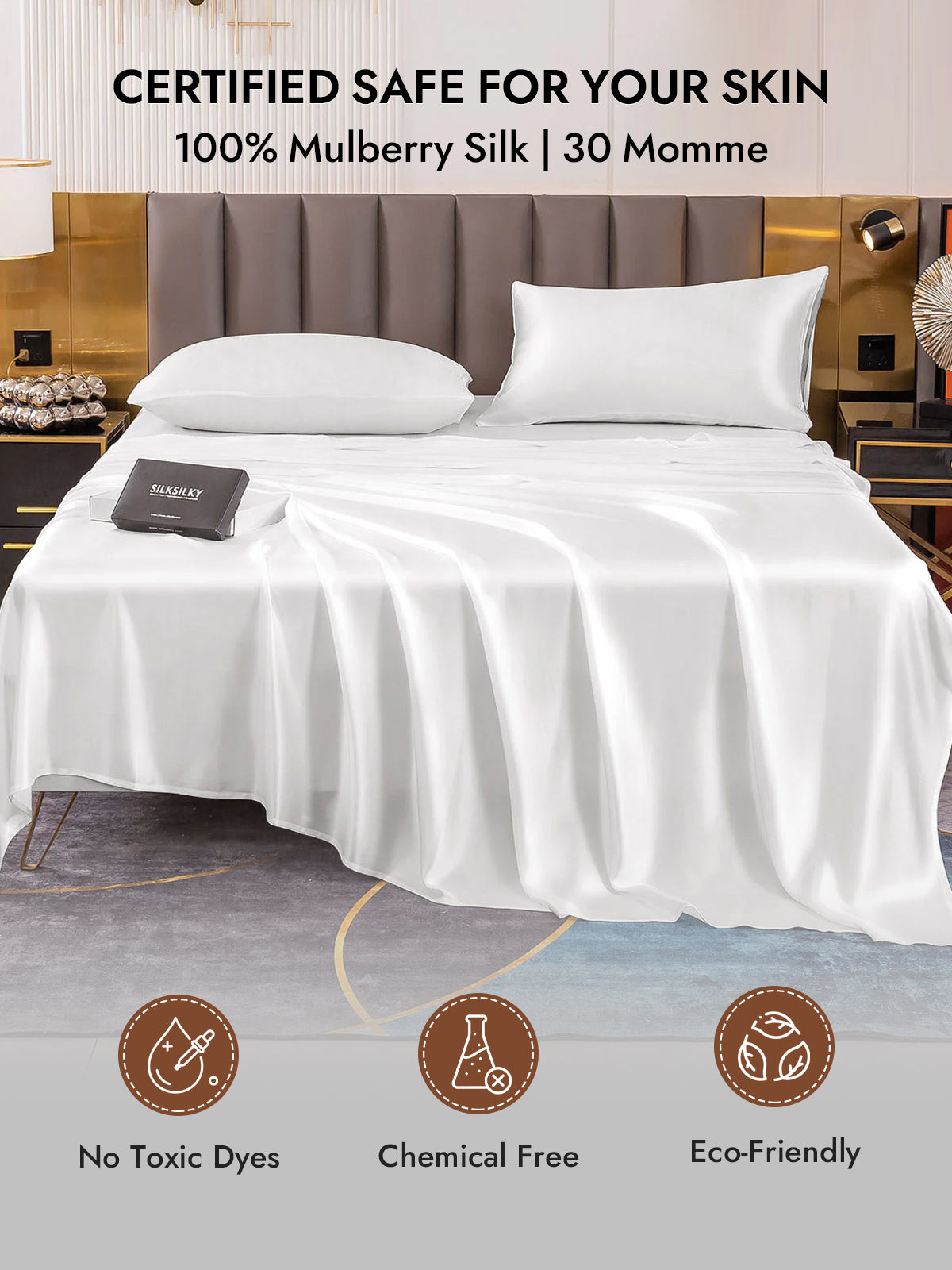 [White] SilkSilky  30Momme Pure Silk Pillowcase 007