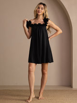 [Black] SilkSilky  Sleeveless Square Neck Nightgown 003
