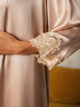 [Pink] SilkSilky  3/4 Sleeve V Neck Nightgown&Robe Set 005
