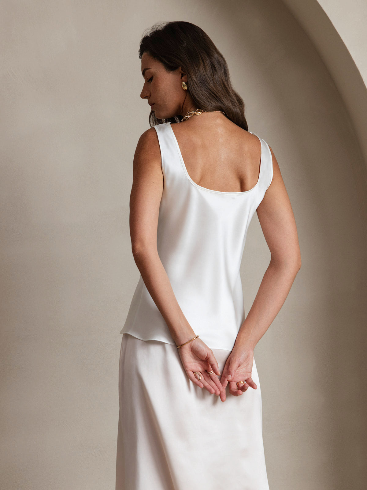 [White] SilkSilky  Pure Silk Wrap Camisole Top 002