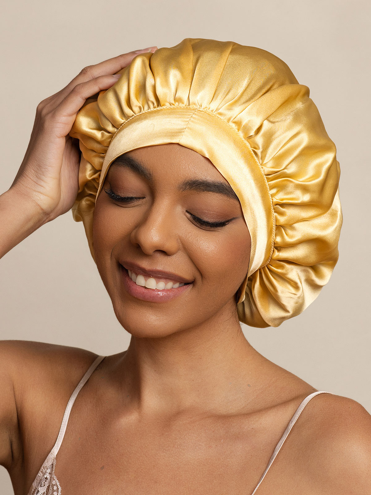 SilkSilky  Pure Silk Sleep Cap Champagne 002