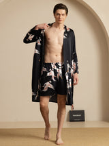 [Black] SilkSilky 19Momme Long Sleeve Mens Pajamas 003