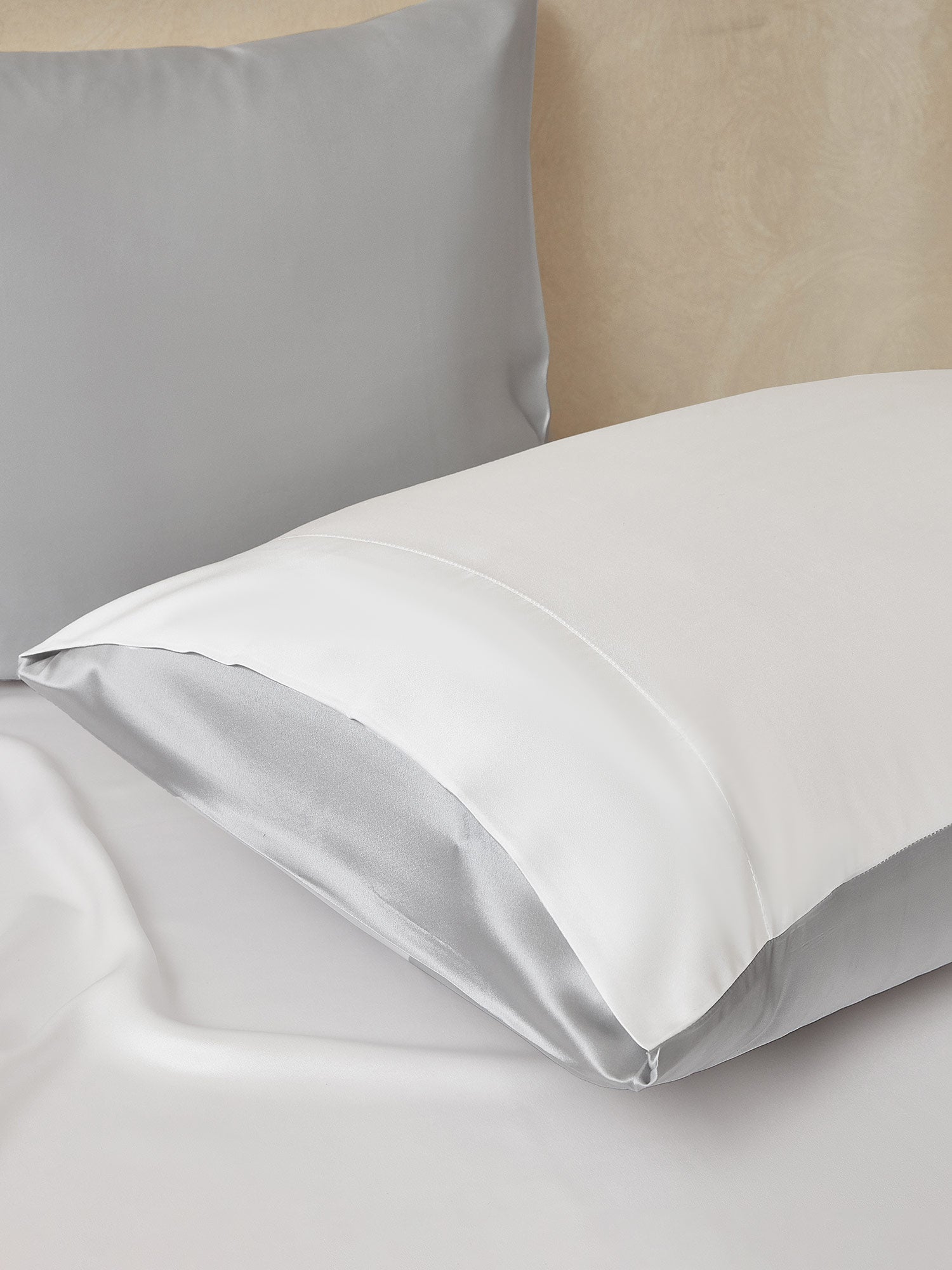 [LightGray+White] SilkSilky  19Momme Pure Silk Bedding Set 003,