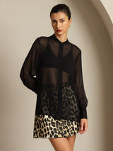 [Black] SilkSilky  Pure Silk Split Women's Shirt 007