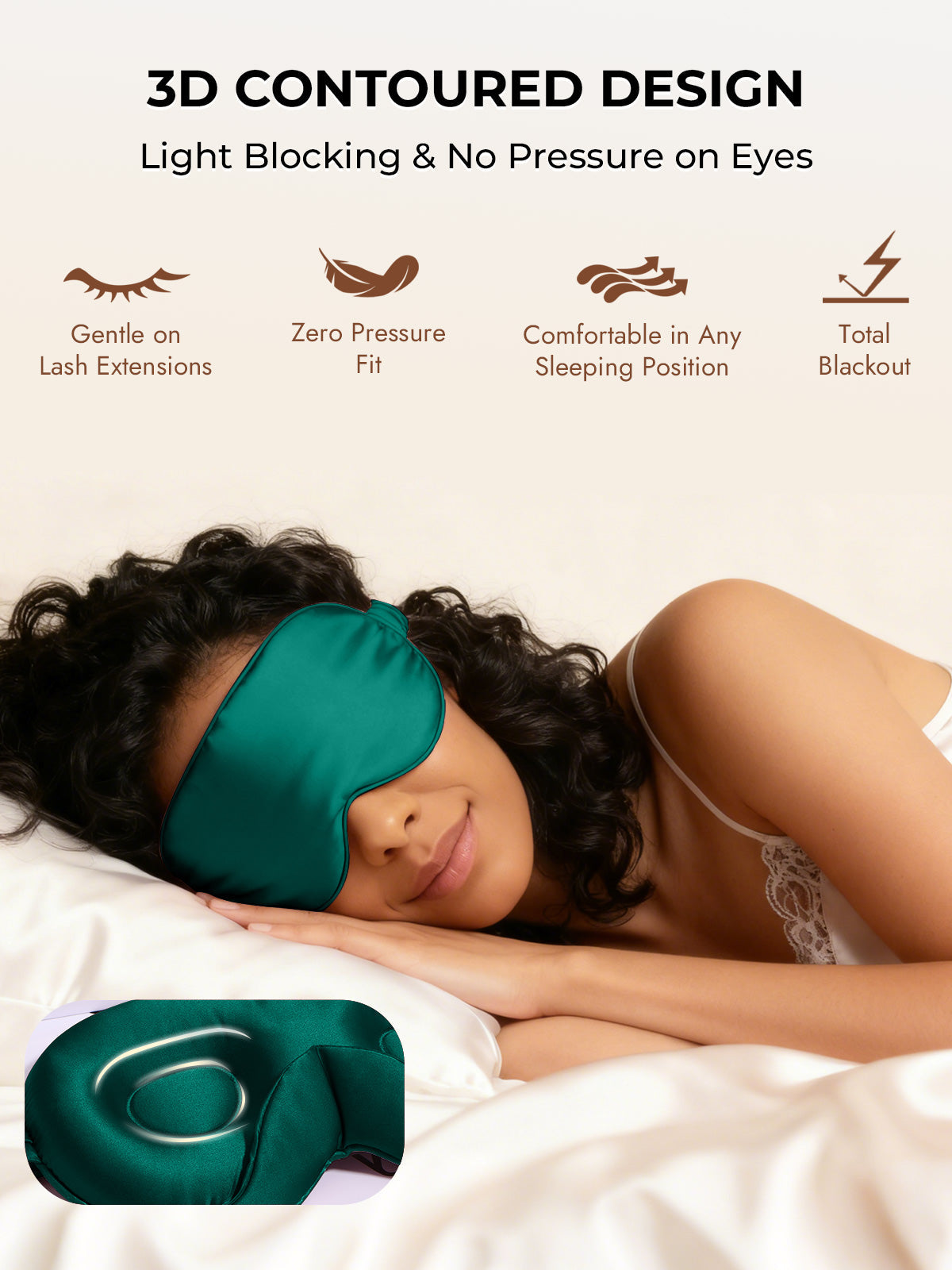[Dark Green] SilkSilky  Pure Silk Eye Mask 006