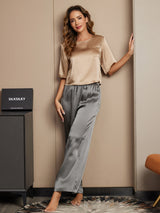 [Multi] SilkSilky  Half Sleeve Round Neck Women's Pajamas 003