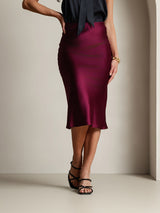 [Dark Red] SilkSilky  Skirt 004