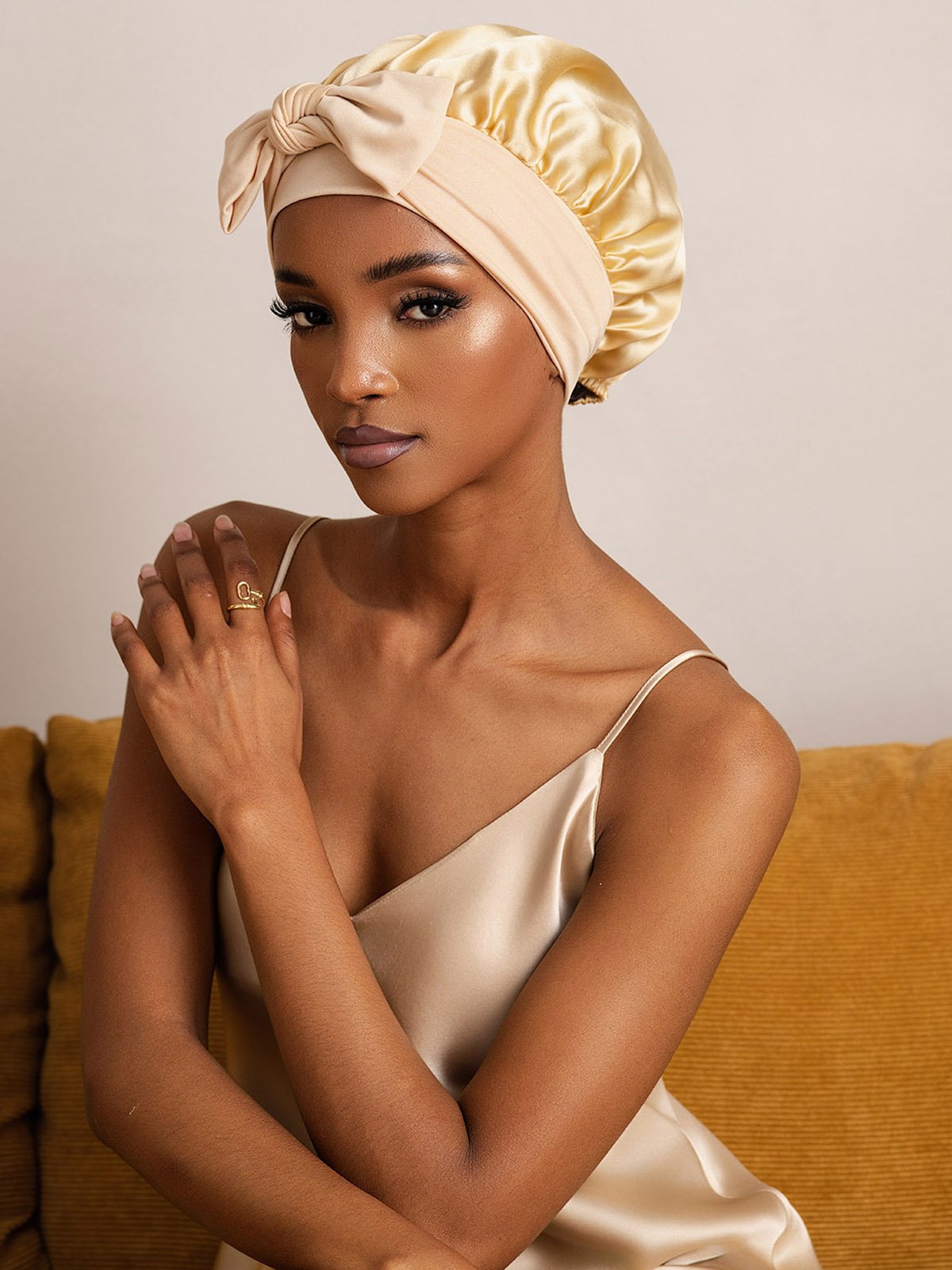 SilkSilky Pure Silk Sleep Cap Champagne 002