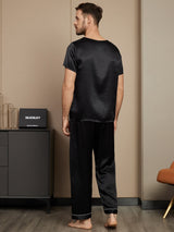 [Black] SilkSilky  Short Sleeve Round Neck Men's Pajamas 002