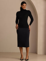 [Black] SilkSilky  Long Sleeve Turtle Neck Women's T-Shirt 007