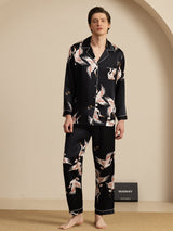 [Black] SilkSilky  Long Sleeve Notch Collar Men's Pajamas 001