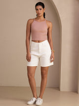 [Pink] SilkSilky Sleeveless Crew Neck Camisole Top 007