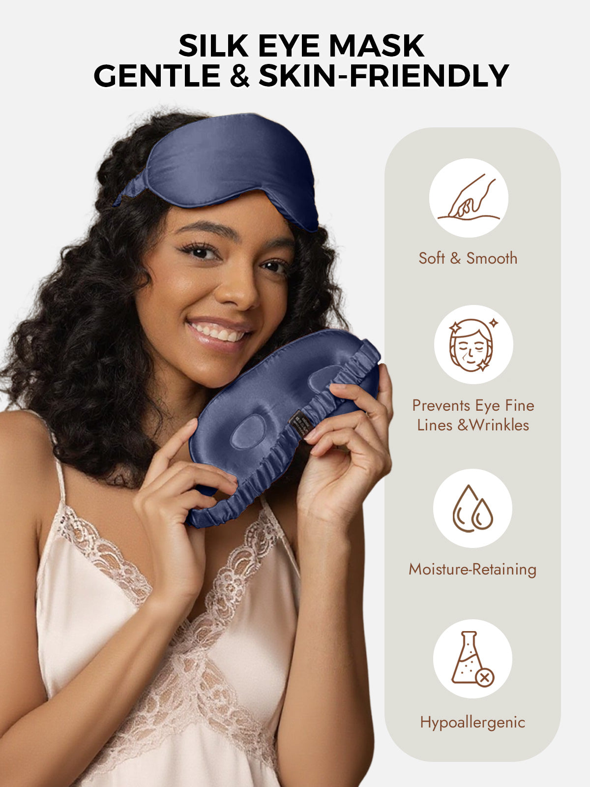 [Dark Blue] SilkSilky  Pure Silk Eye Mask 003